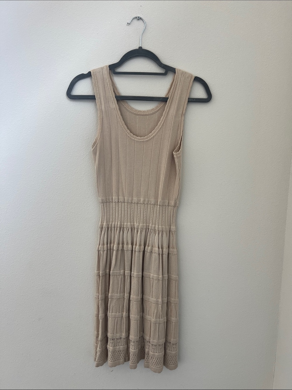 Sleeveless Knit Midi Dress in Beige